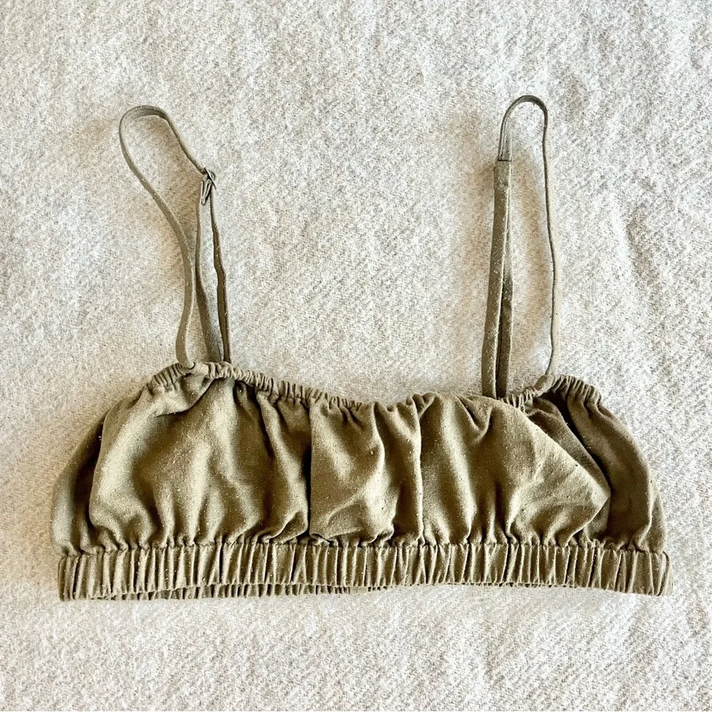 Ozma of California house bralette in olive silk noil - Picture 4 of 6